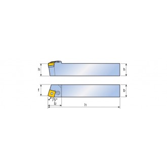 porta inserto para inserto cuadrado de gran porte para desbaste exterior 25x25mm, para inserto  triangular de 12mm de lado, marca Korloy